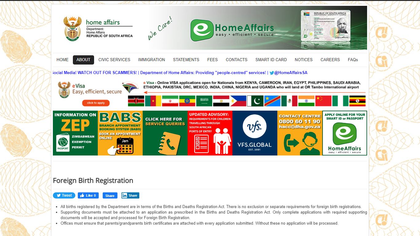 Department of Home Affairs - Foreign Birth Registration