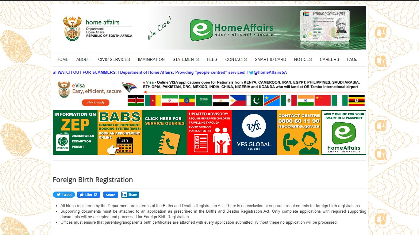 Department of Home Affairs - Foreign Birth Registration